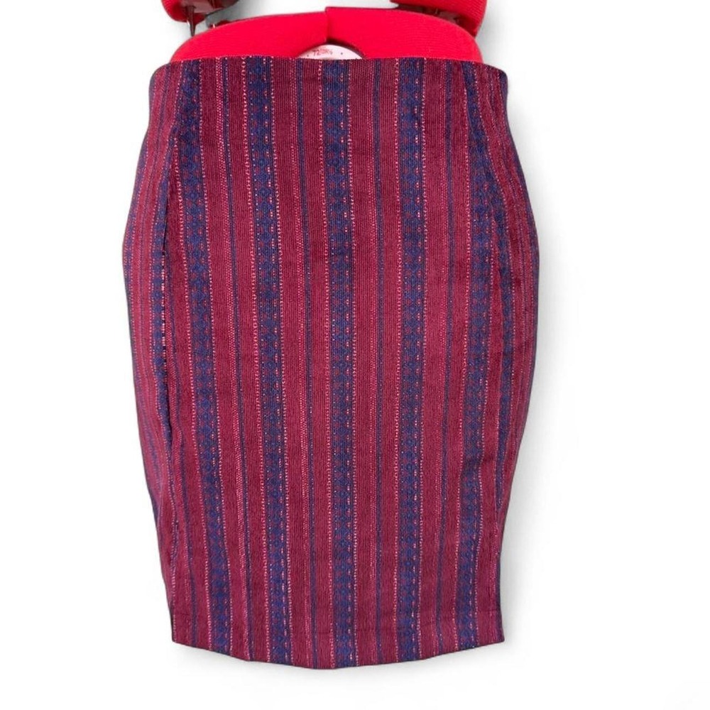 Mi Ami Francesca's Red & blue striped mini skirt w zipper slits nwt size medium